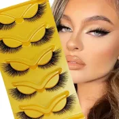 Cat Eye False Eyelashes - 5 Pairs Lengthening & Fluffy Faux Mink Lashes