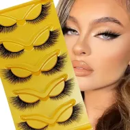 Cat Eye False Eyelashes - 5 Pairs Lengthening & Fluffy Faux Mink Lashes