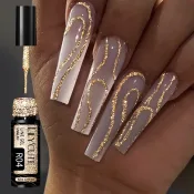 LILYCUTE Champagne Gold Glitter Gel Polish - Reflective Glitter UV Gel for Stunning Nail Art