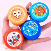 High Quality Wooden Yoyo - Animal Creative Toy - A close-up of a beautifully crafted wooden yoyo in motion, featuring smooth spins, vibrant animal-themed engravings, and a polished natural wood finish.