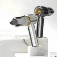 Close-up view of the Portable Car Vacuum Cleaner, showcasing its elegant design and advanced features like LED indicators.