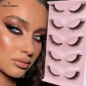 RED SIREN Cat Eye Lashes - 5 Pairs of Winged Wispy False Eyelashes.