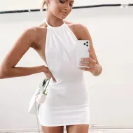 Sexy Bodycon Mini Dress - Backless design with spaghetti straps and halter neckline for women