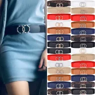 Women’s Girdle Elastic Stretch Wide Waist Belt with Double Rings Buckle – Adjustable for All Sizes