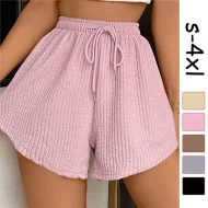 Women’s High Elastic Lace-Up Wide Leg Sweat Shorts – Soft, breathable, and stylish.