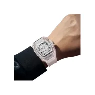 ZH17 Popular Personalized Wine Barrel Shaped Quartz Watch - Stylish transparent dial with a silicone band.